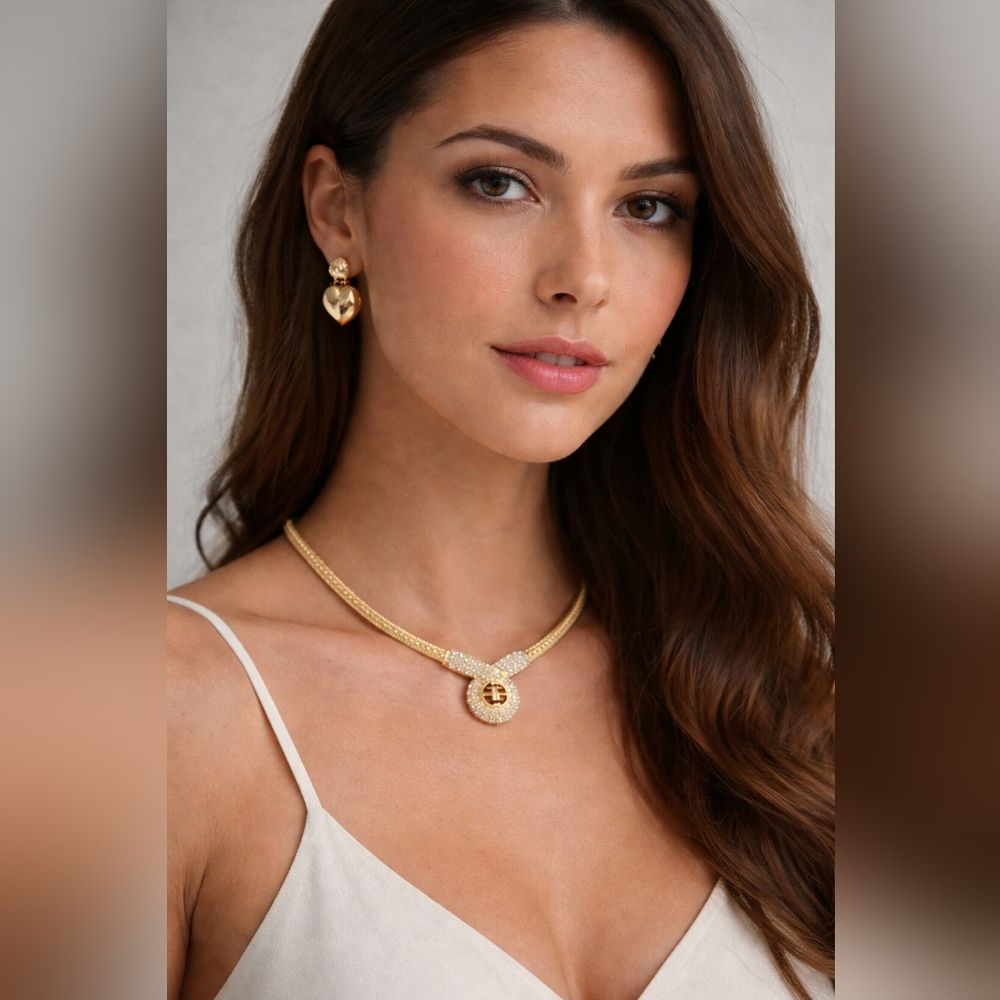 Givenchy Vintage Gold Plated Rhinestone Necklace